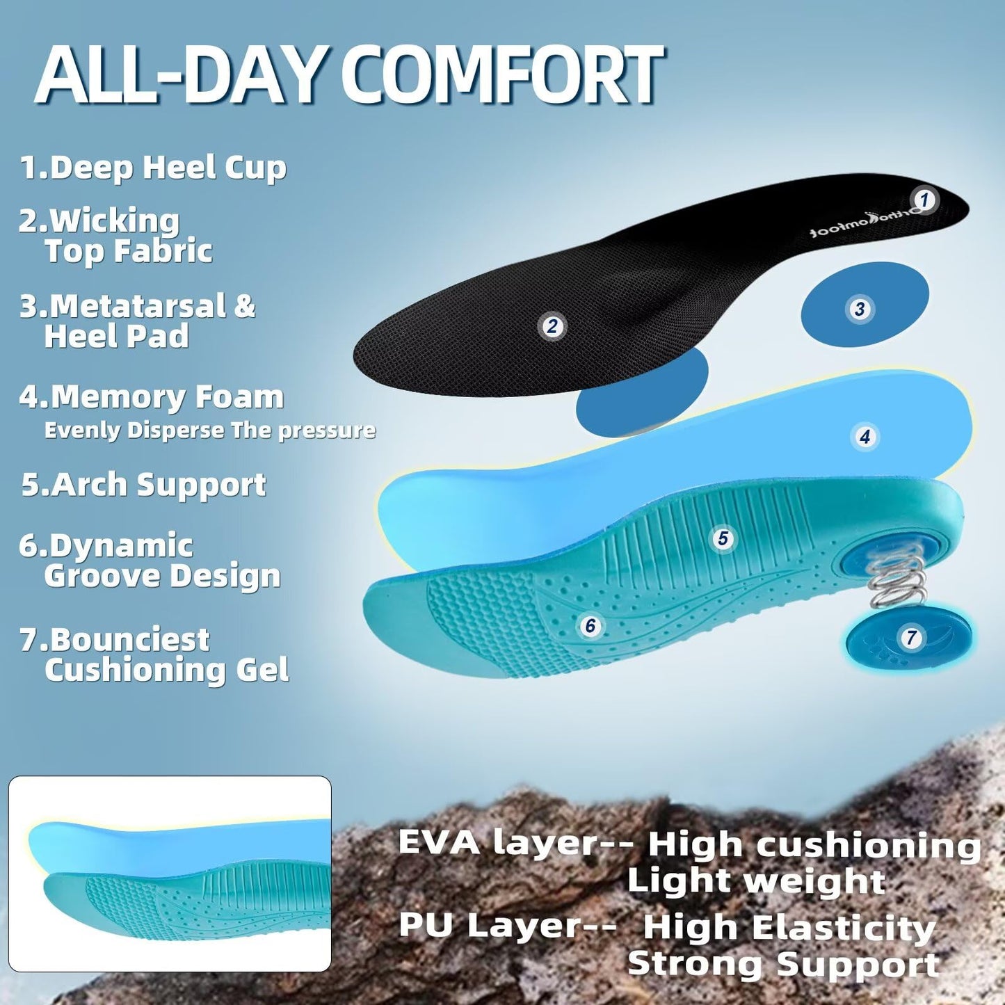 Men's Orthopedic Wide Mid Trekking Hiking Boots: Comfortable Plantar Fasciitis Orthotic Arch Support Bunions Recovery Sport Boot, Leisure Slip Resistant Outdoor Hang Out Walking Shoes Black Size 11