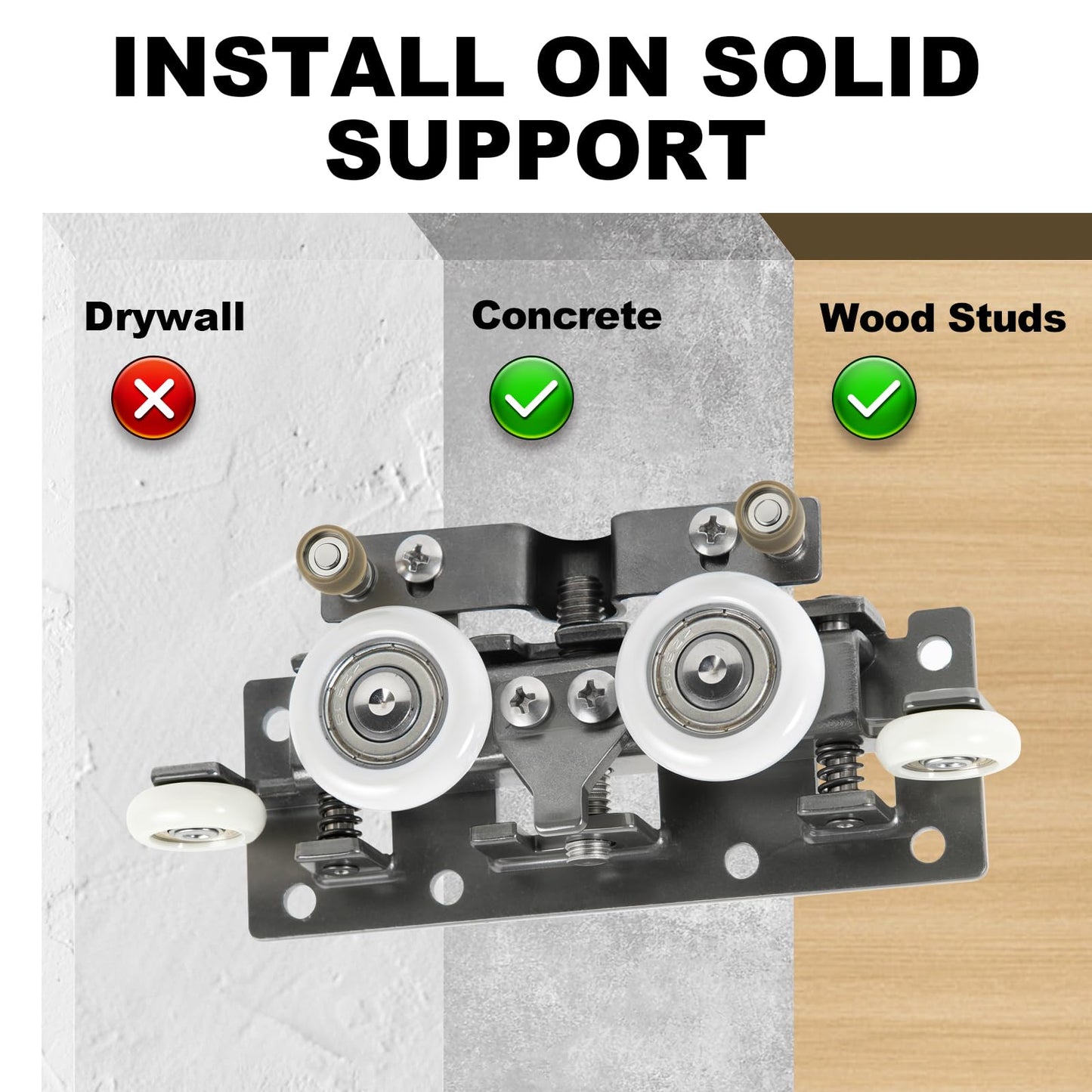 Hbl' 48 Inch Concealed Sliding Barn Door Hardware Kit with Soft Close, Trackless Sliding Door Hardware, Wall Mount Hidden Hardware, Supports Solid Doors up to 130LBS