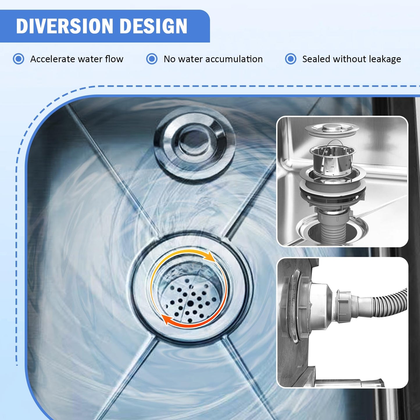 Commercial Floor Mop Sink，Stainless Steel Mop Service Basin，Mop Cleaning Sink，Vertical industrial sewage tank for balconies, laundry rooms, industries, etc（23.6”×16.1”×21.6”)