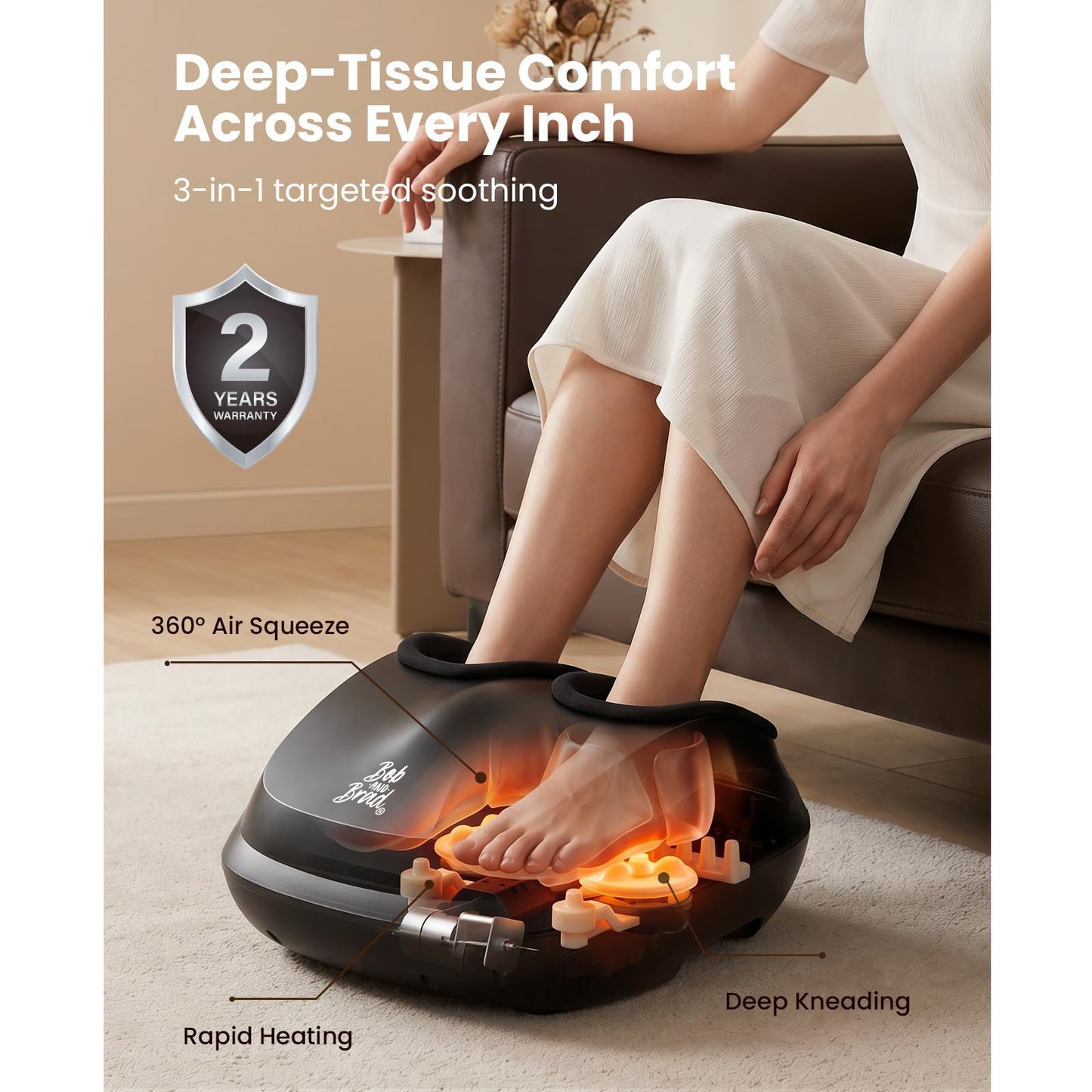 BOB AND BRAD Lite Foot Massager with Heat, FSA-HSA Eligible, Shiatsu Feet Massager with Deep Kneading & Compression, Multi-Level Settings, Fathers Day Gift for Dad Husband