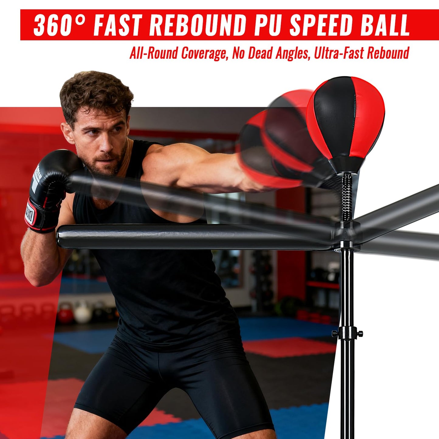 INNOLIFE Freestanding Punching Bag,Adjustable Height Home Boxing Training Equipment for Adults,Durable Boxing Bar & Stand with Stable Base for Fitness Workouts,Red