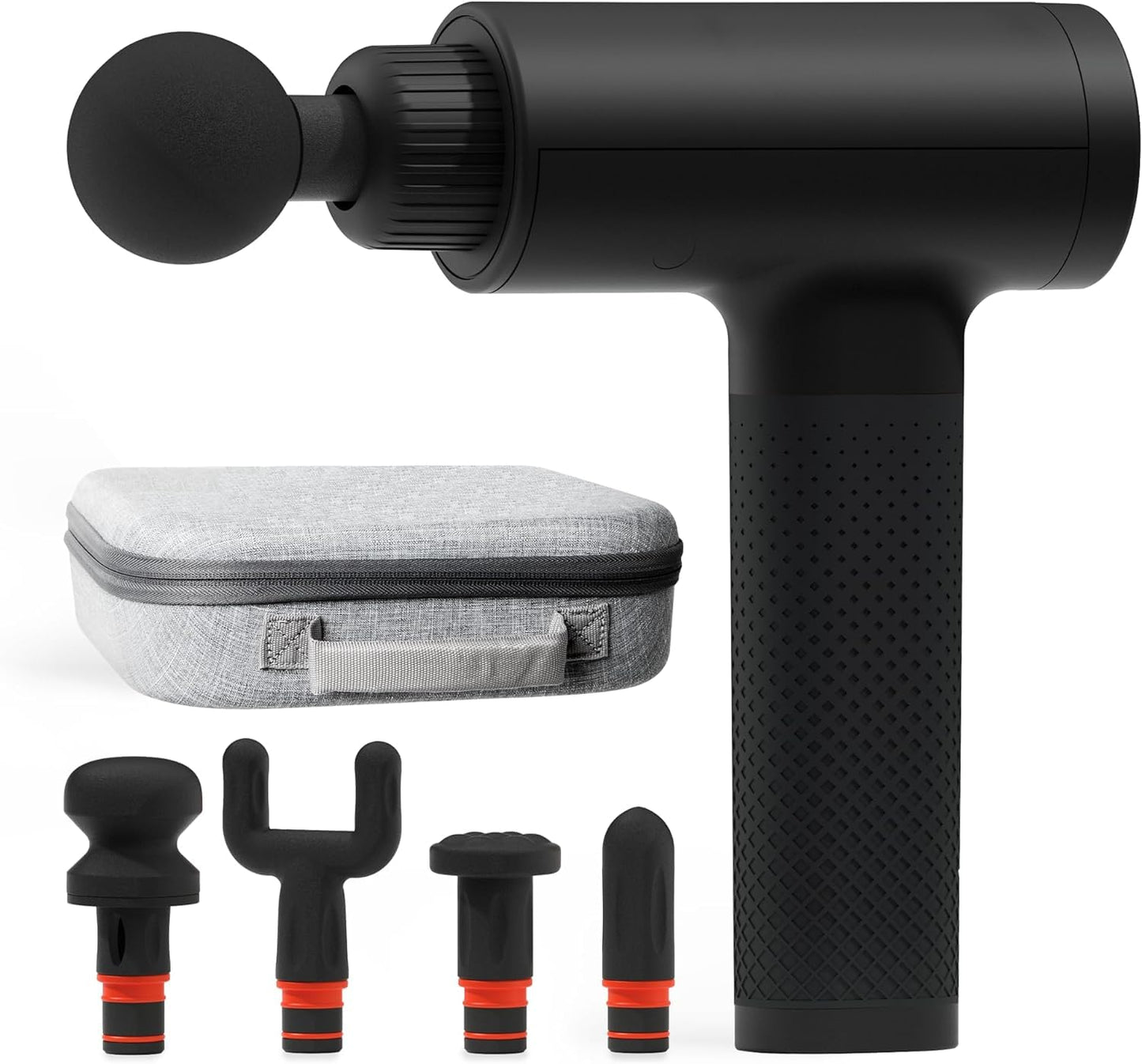 Sharper Image Deep Tissue Percussion Massage Gun, Powerboost Rechargeable Handheld Massager, 6 Adjustable Speeds, 5 Attachment Heads & Carrying Case, Full Body Muscle Pain Relief, Black
