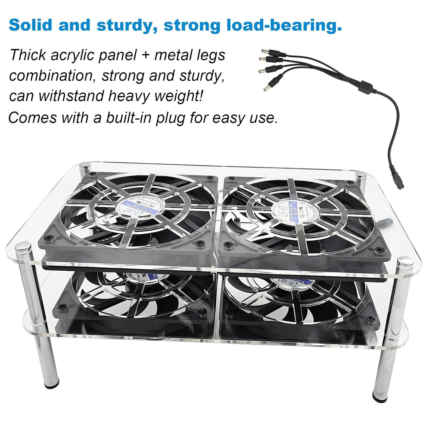 LYML.E1 4x120mm Computer Fan with Ac Plug,with Variable Speed Controller,Dual-Layer Heat Dissipation with Acrylic