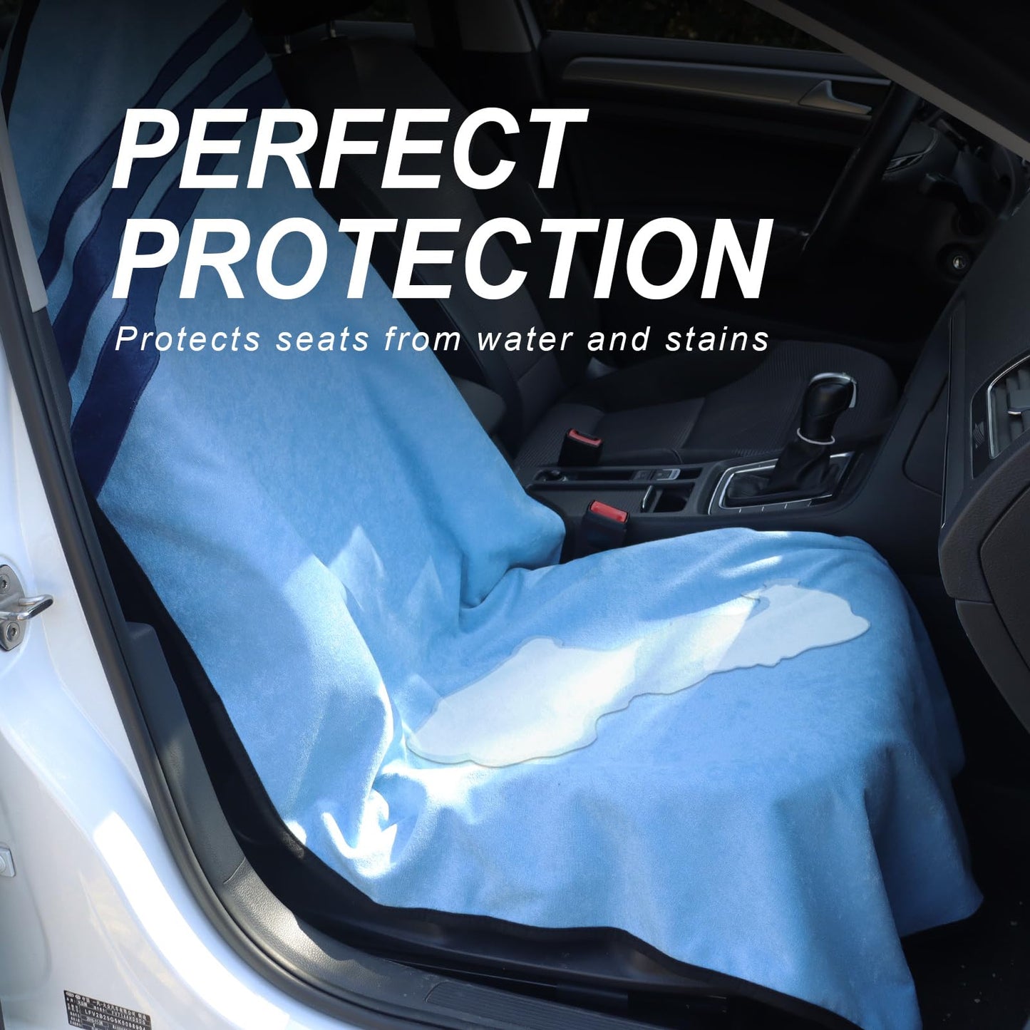 LoyaGour Waterproof Car Towel Seat Covers Front Seats for After Gym Workout,Auto Universal Interior Sweat Towels Cloth Bucket Carseat Cover Protector for Trucks SUV RV Boat Van (Light Blue)