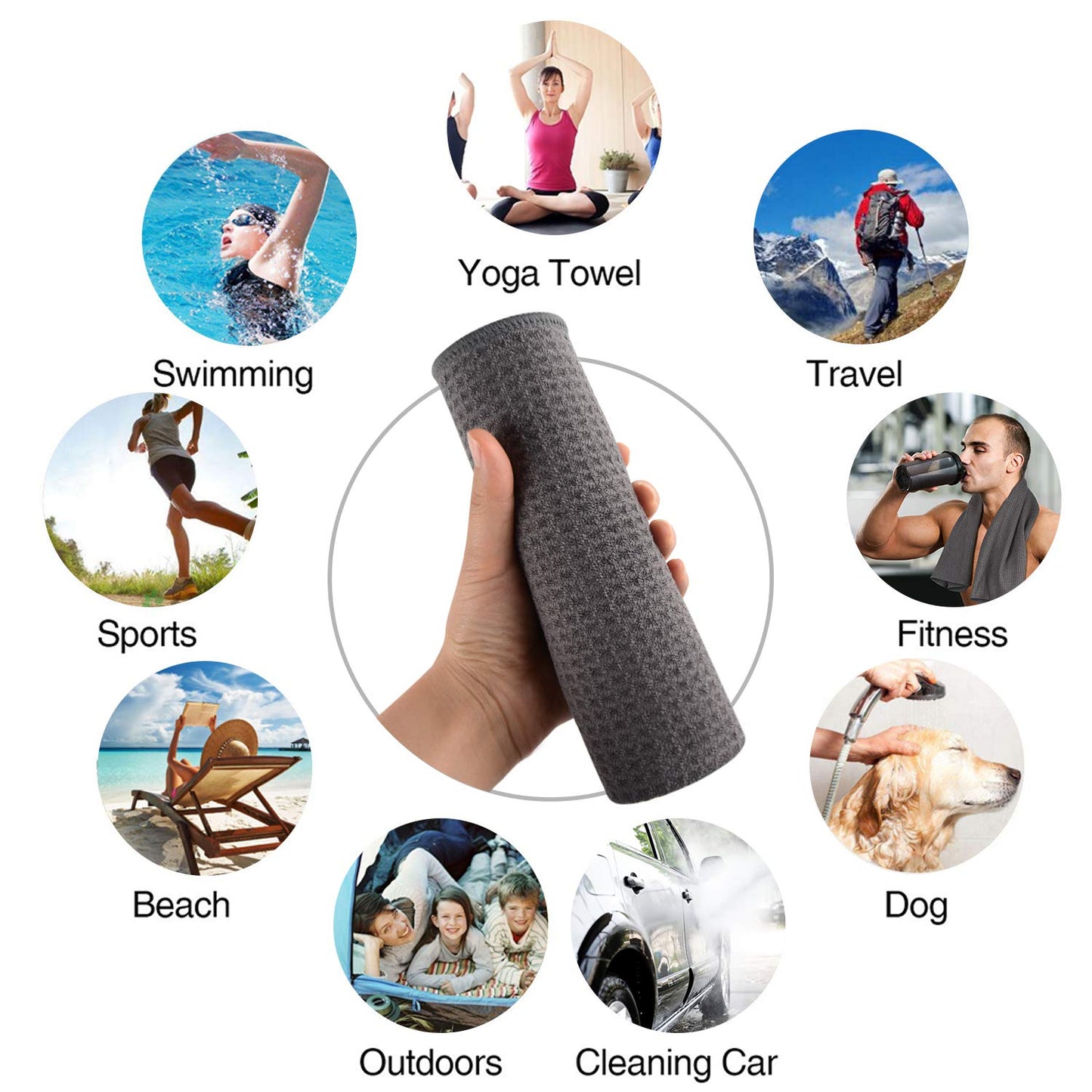 SUNLAND Microfiber Gym Towels Sports Workout Towel Fast Drying Fitness Sweat Towels for Men & Women Lightweight Multi-Purpose Hot Yoga Towel 3 Pack 16Inch x 32Inch