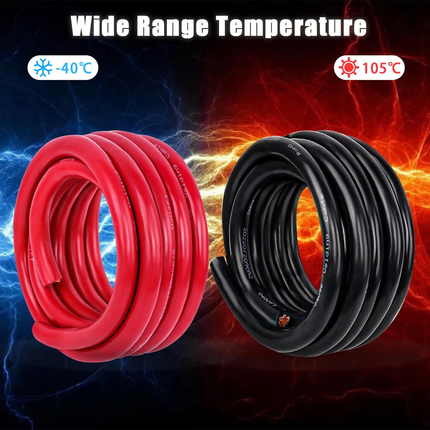 Kimbluth 4 Gauge Battery Cable Copper Wire, 30FT Red+30FT Black 4 AWG Welding Cable Standard USA OFC Wire for Automotive, Battery, Solar, Marine and Generator
