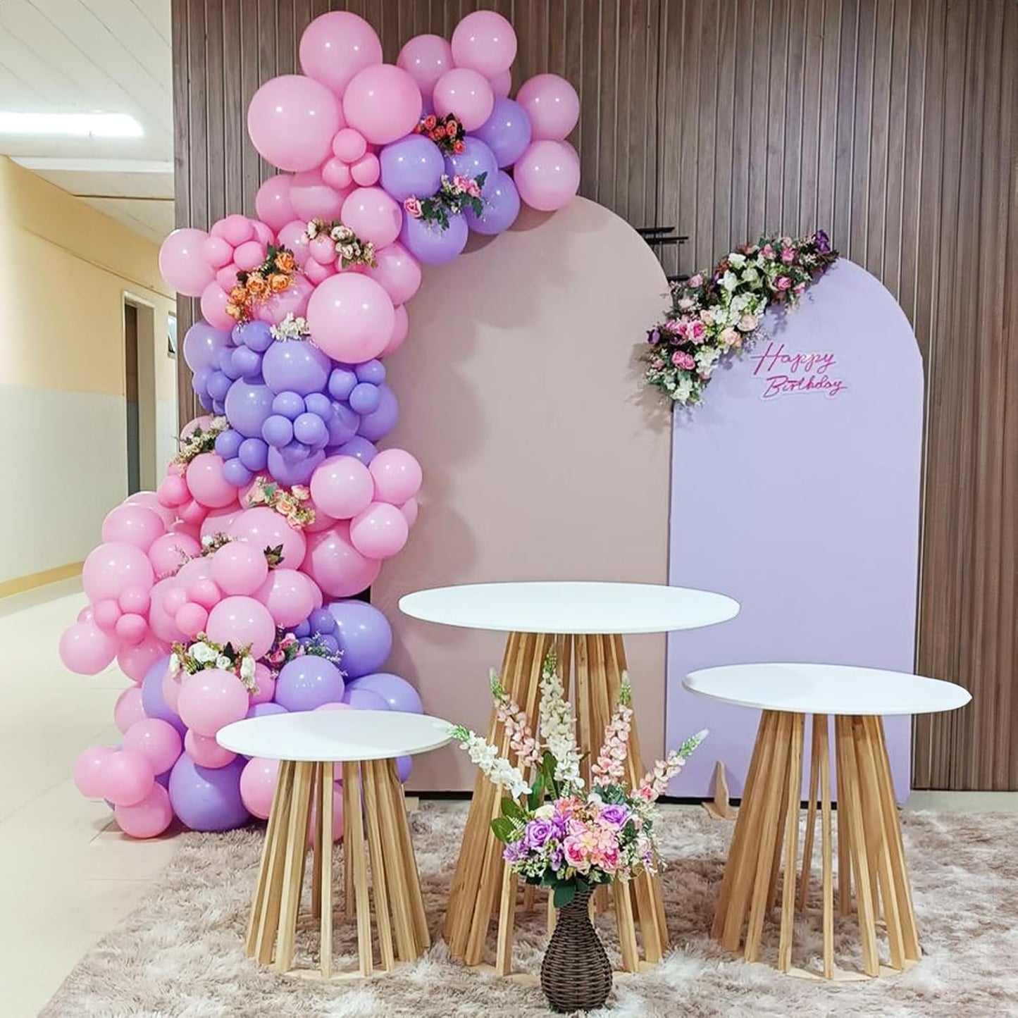 Skiennix 60 PCS Metallic Pink & Purple Balloons - 12 Inch Latex for Girls' Birthday & Baby Shower Decor