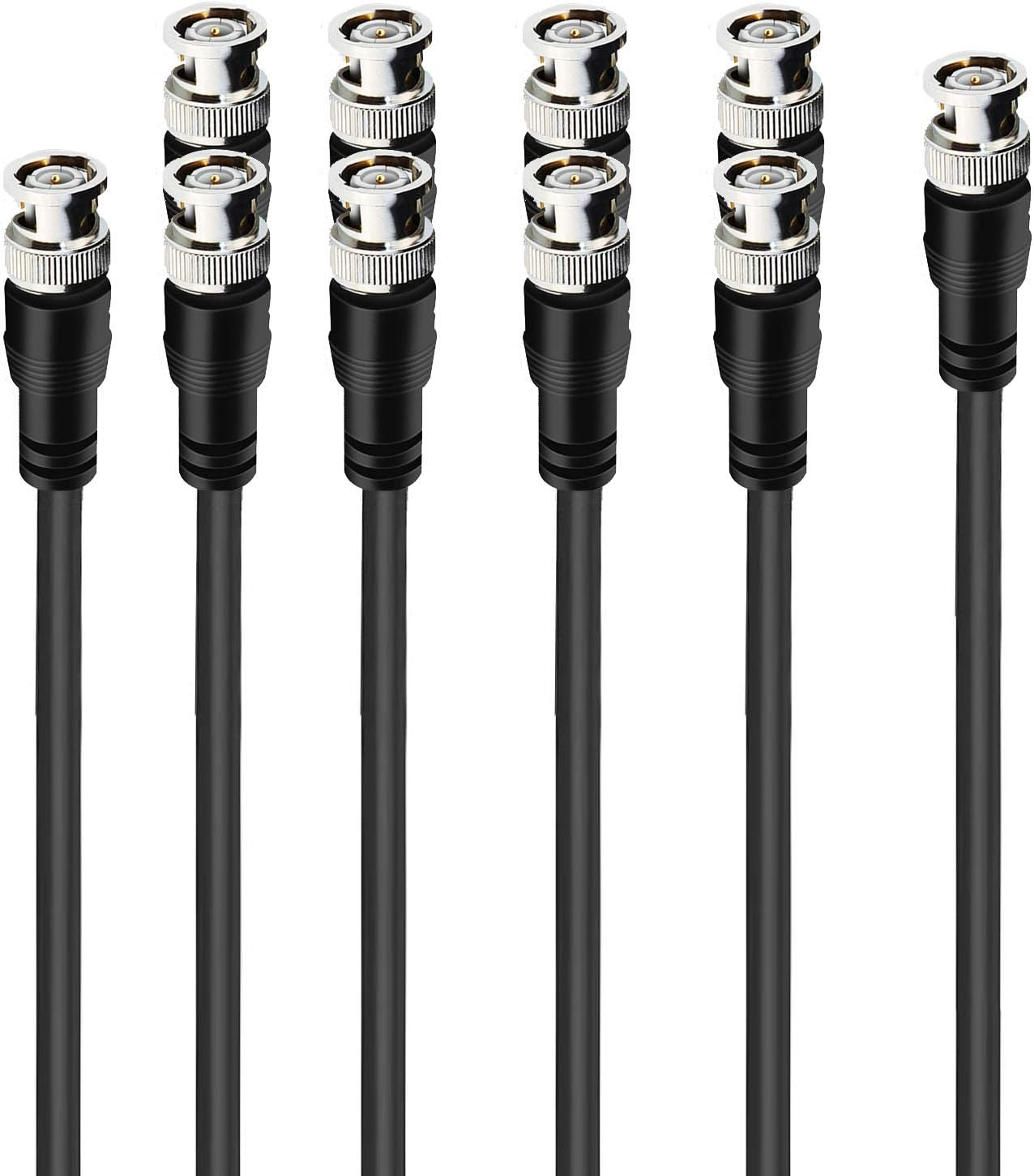 JOINSI 5-Pack 6.6ft 75-Ohm BNC Male to BNC Male Jumper Cable Extension Connector for CCTV DVR to TV System