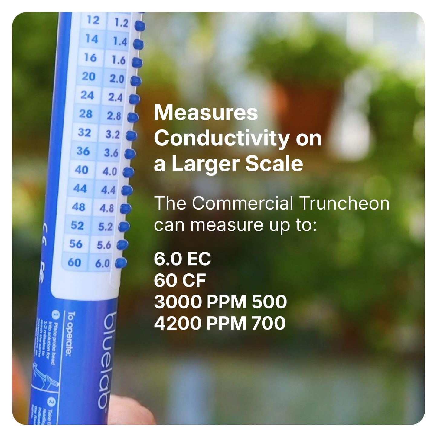 Bluelab TRUNCOMV2 Commercial Truncheon Nutrient Meter with Increased Measurement Range, Digital Conductivity (TDS, EC, ppm 500, ppm 700, CF) Tester in Water, Tool for Hydroponic System and Plant Grow