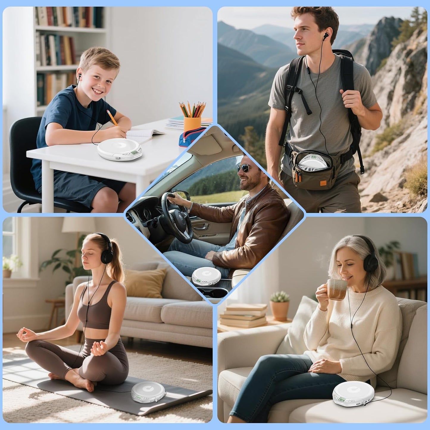 KOVCDVI Discman Portable CD Player with Headphones CD Player Portable for Car with Anti-Skip & Shockproof,CD with LCD