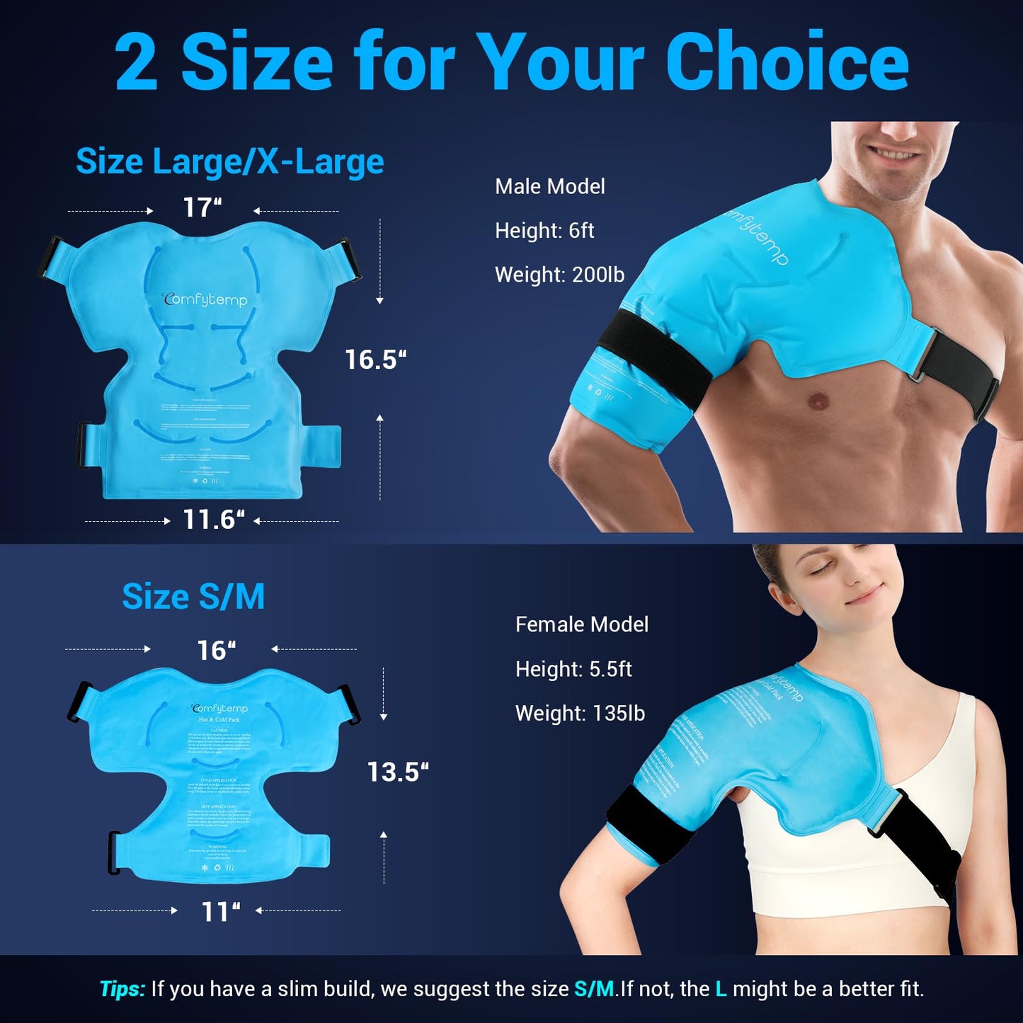 Comfytemp Shoulder Ice Pack Rotator Cuff Cold Therapy Wrap, FSA Eligible HSA, Gel Packs for Injuries Reusable Hot Cold Compress Shoulder Brace for Pain Relief, Men Women Recovery Item (Large/X-Large)