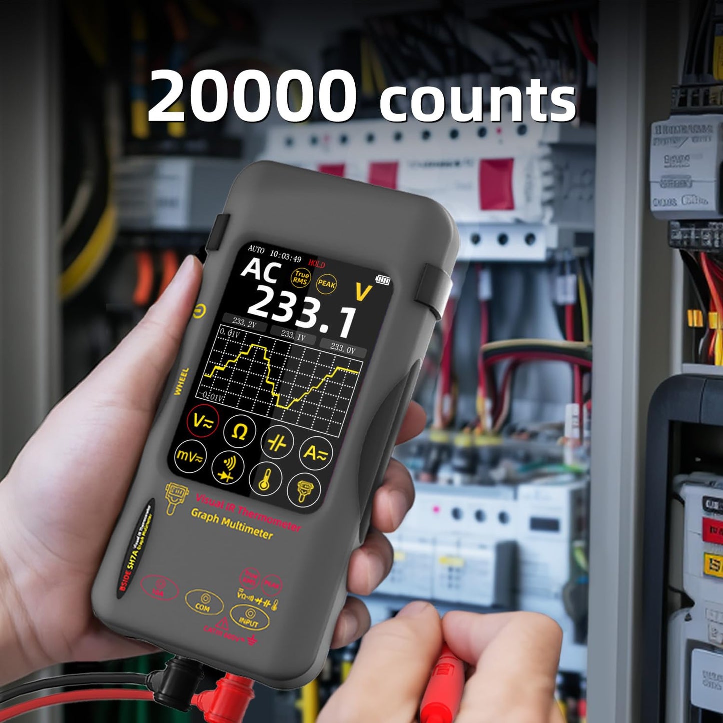 BSIDE SH7A Thermal Imager Multimeter 2 in 1, 320×320 IR Resolution with 20000 Words Multimeter 3.98'' Touchscreen 25Hz Infrared Thermal Camera 15 Thermal Palettes TRMS Auto-Ranging Tester