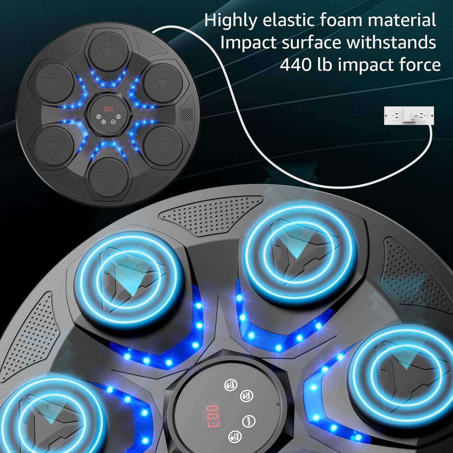 Upgrade Music Boxing Machine For Adults Kids, Interactive Music Punching Machine with Gloves 12 Modes 12 Speeds, Wall Mounted Electronic Boxing Punching Pad with Wireless Connection LED Display