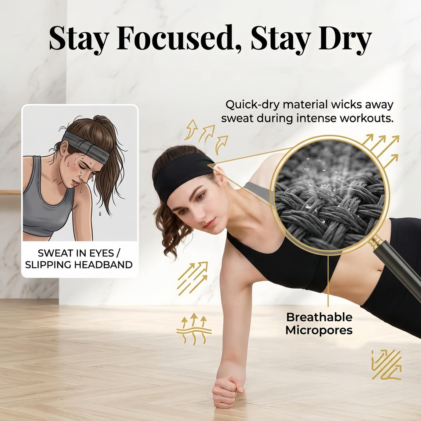 SHUCHNOYE Headbands for Women 3PCS – Soft Elastic Non Slip Wide Hair Bands, Breathable Sweat-Wicking, Stylish for Workout, Makeup, Yoga, Running & Daily Wear (Colorful Three-Pack)