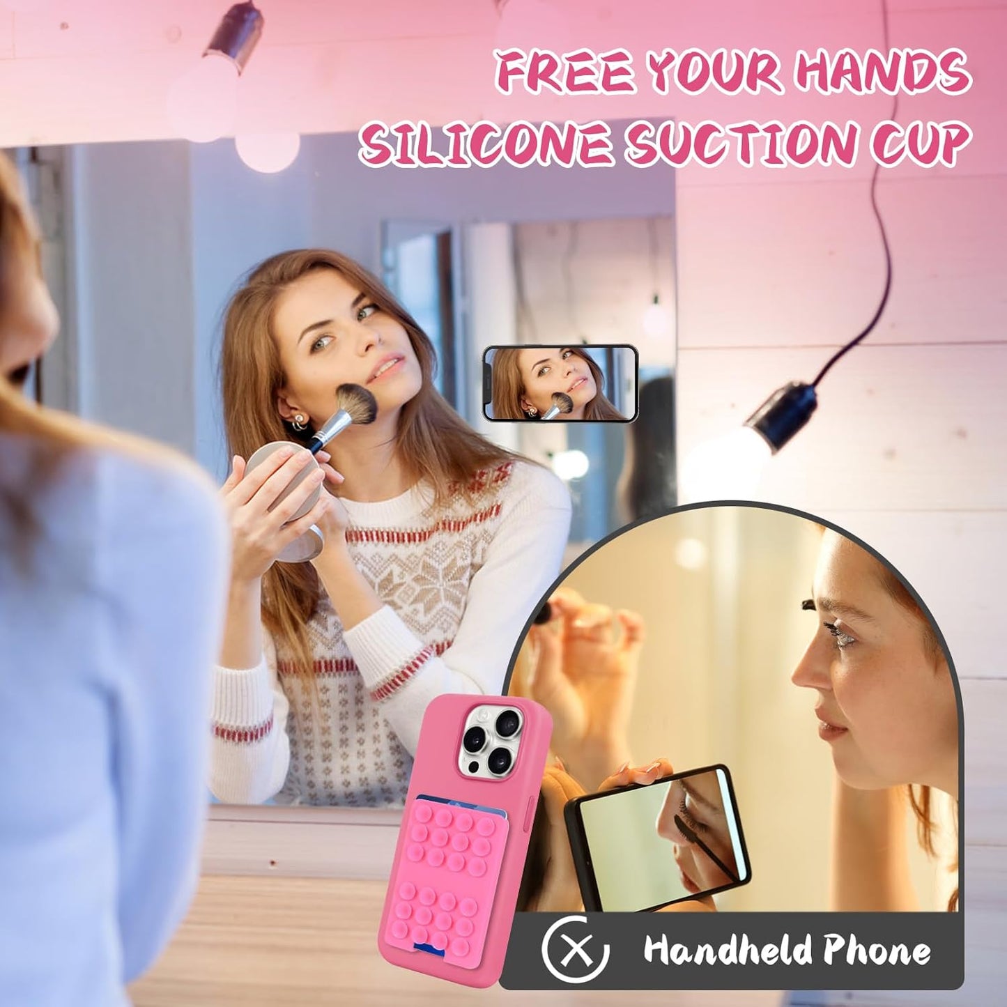 2 PCS Silicone Suction Cup Phone Case Card Holder - Hands-Free, Sturdy Grip Holder, Suitable for Storing Bus Passes, ID