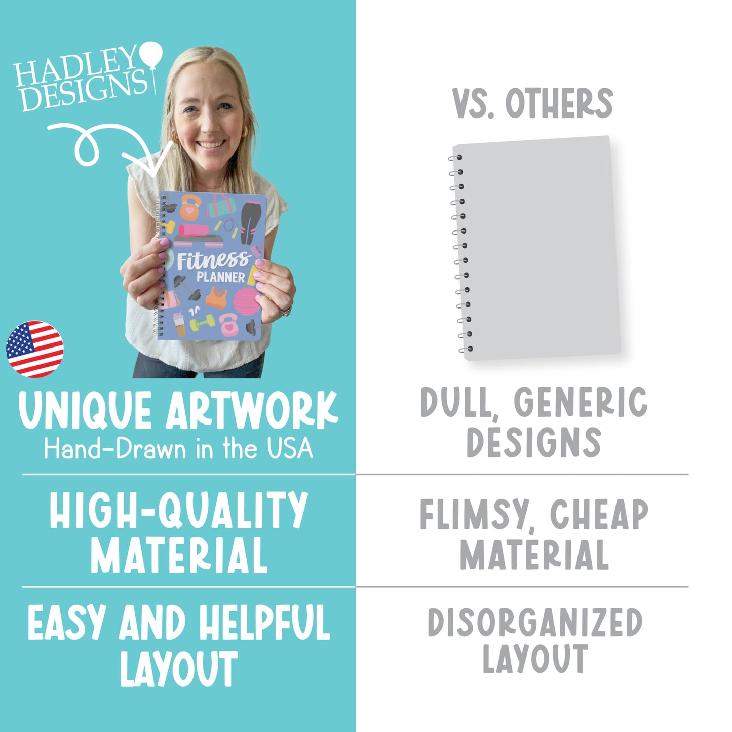 Hadley Designs Fitness Journal for Women - Workout Journal for Women, Fitness Planner for Woman, Workout Log Book, Undated Gym Journals & Exercise Journals, Health Notebook, Graduation 2026 Gifts