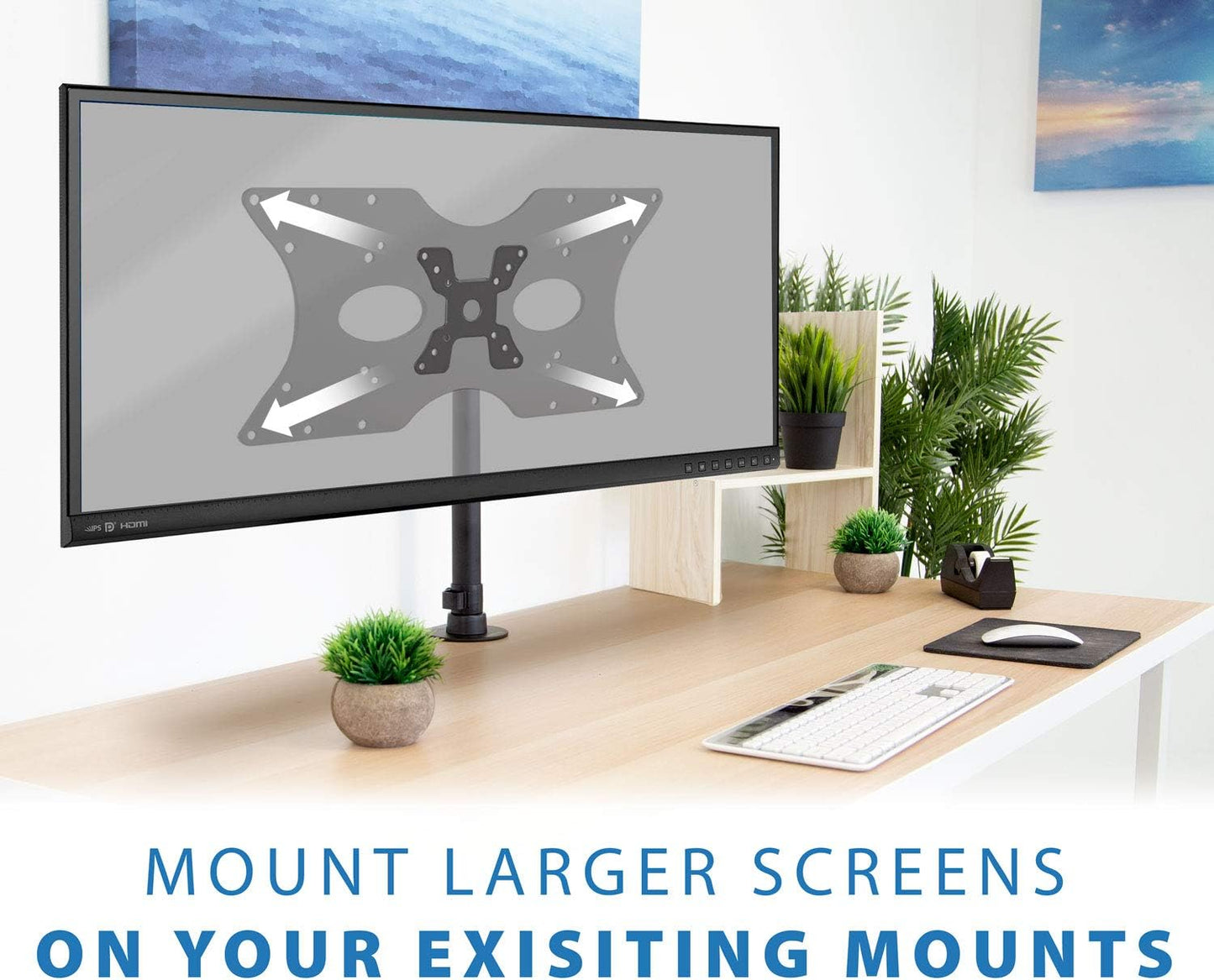 Mount-It! 50x50 75x75 100x100 200x100 200x200 400x200mm, 32"55" Steel VESA Adapter Plate Bracket, Conversion Kit for TV