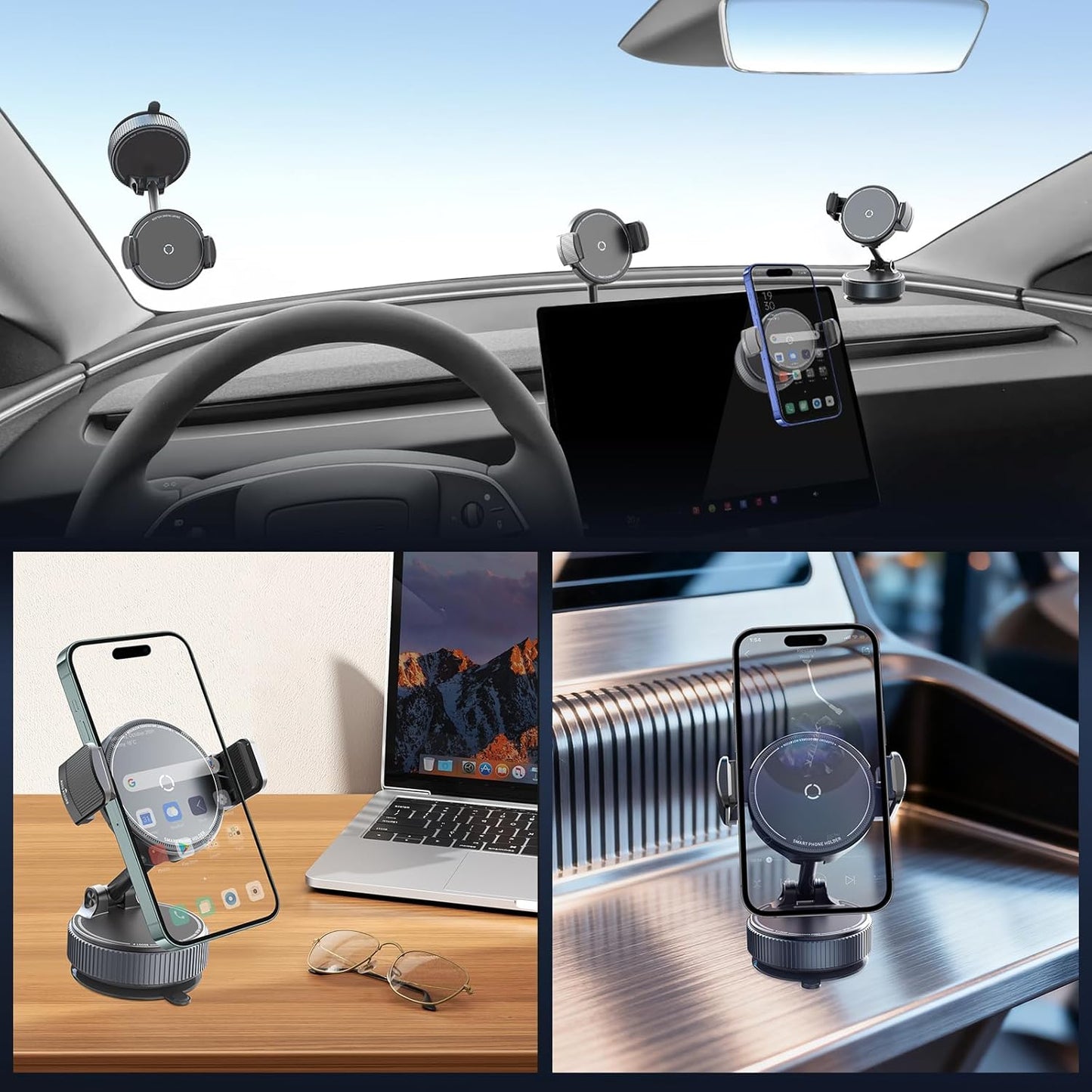 Autaabb 360 Nano Gel Suction Cup Phone Mount - Ultra-Strong Universal Car Dashboard Cell Phone Holder, Hands-Free