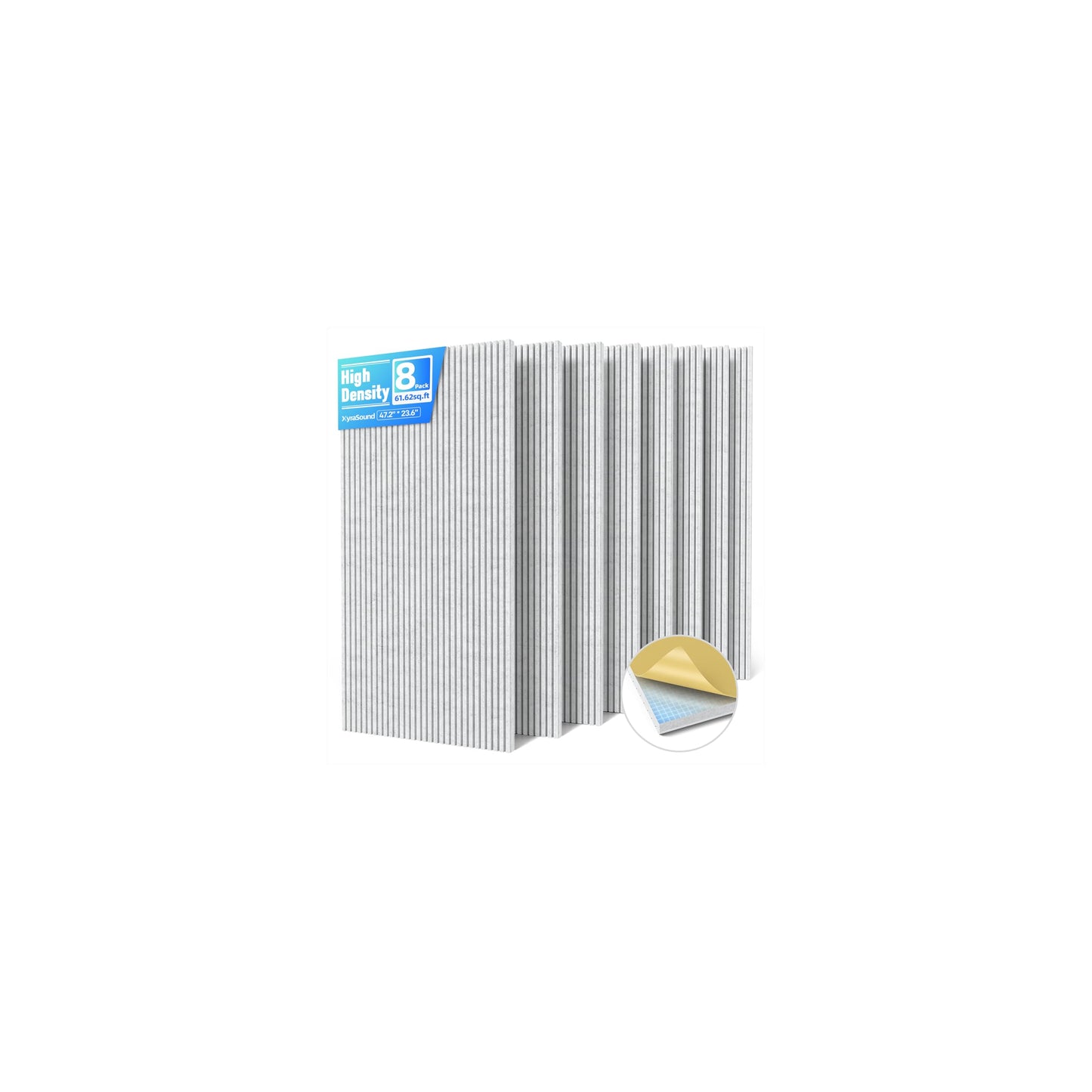8 Pack Large Acoustic Panels Sound Absorbing with Self-Adhesive, 47.2”*23.6”*0.36” High Density Sound Proof Foam Panels for Walls, 3D Vertical Soundproof Wall Panels for Home Studio Office Decor-Gray