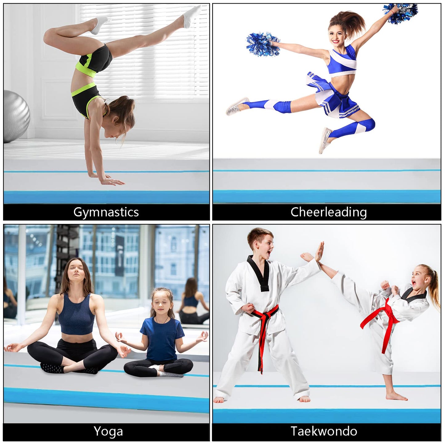 XHYCPY Air Tumbling Mat, 10ft/13ft/16ft/20ft Inflatable Gymnastics Air Mat 4 Inches Thich for Gymnastics Training/Home Use/Cheerleading/Yoga/Water with Pump