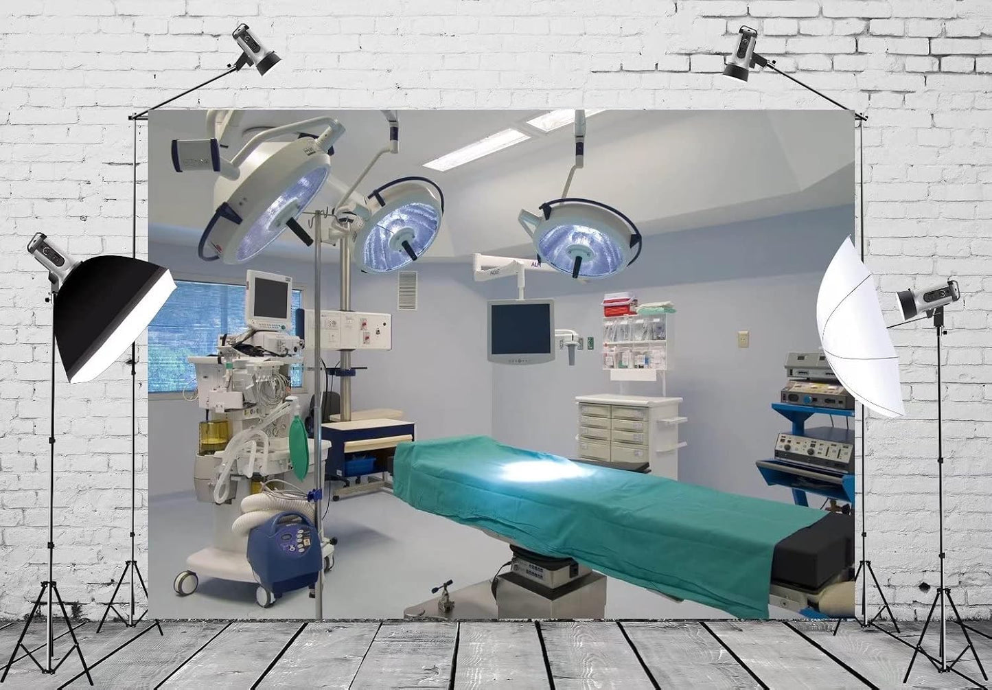 BELECO 5x3ft Hospital Backdrop Fabric Operating Room Backdrop Doctor Surgery Anesthesia Bed Sickbed Medical Equipment