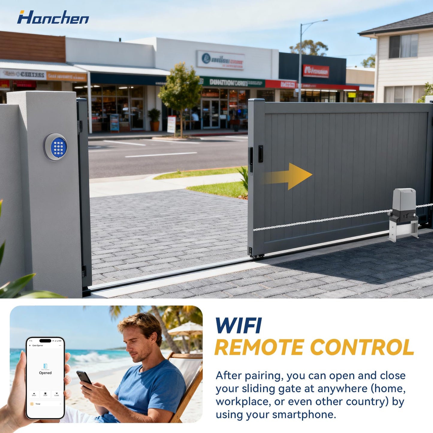 5300lbs Heavy Duty Automatic Sliding Gate Opener, AC Powered No Solar Needed, Chain Drive WiFi App Remote, 1-5/8HP Motor for Electric Gates, Keypad + IR Sensor Kit for 40ft