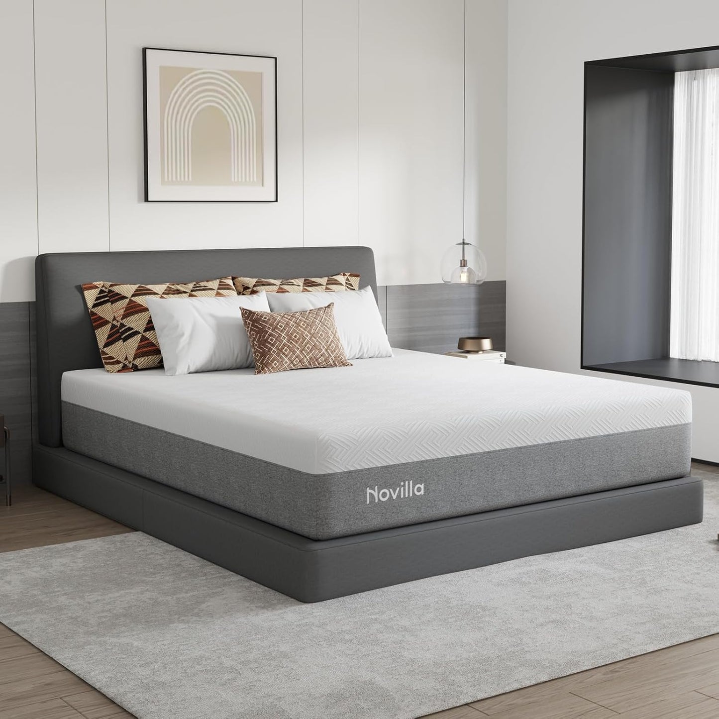 Novilla 14-Inch King Size Memory Foam Mattress - Plush Comfort & Pressure Relief | Bliss Grey
