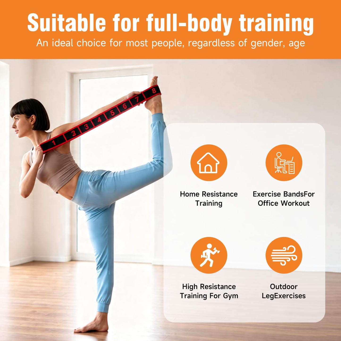3PCS Numbered Stretch Resistance Band, 8.10.12-Loop Elastic Training Bands for Stretching, Yoga, Multi-Loop Fitness Band for Flexibility & Strength Training