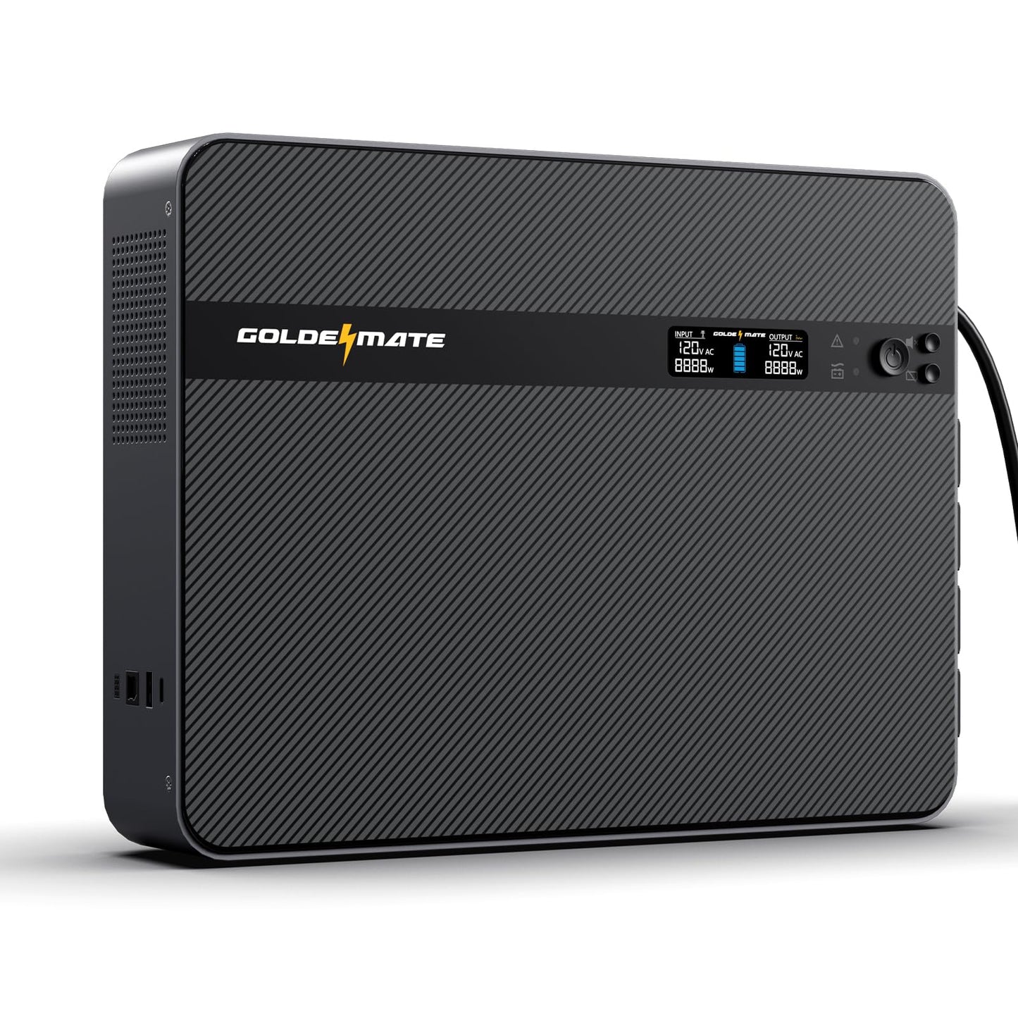 GOLDENMATE 1500VA/1000W Lithium UPS Battery Backup & Surge Protector, LiFePO4 Backup Battery(230Wh), Sinewave UPS with 8 Outlets & 2 USB Ports, Built-in Emergency Light, Wall Mount, LCD Display