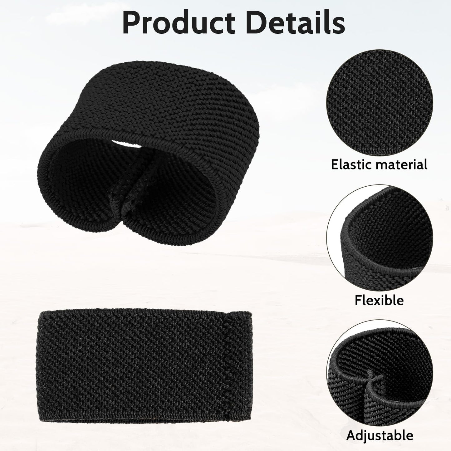 Bewudy 10 Pack Elastic Belt Keeper Strap, Nylon Canvas Web Belt Elastic Loop Keeper, Organizers Backpack Strap, Holder Retainer Band for 1.5" Wide Belts or Straps (Black)