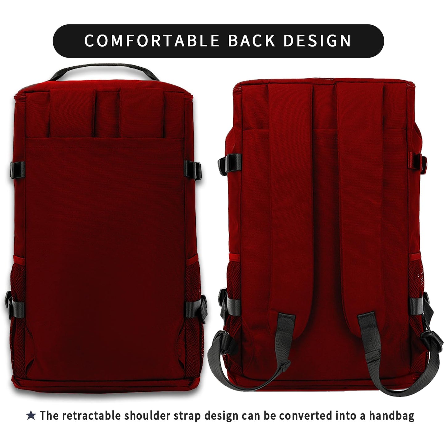 JYColofex gym duffel bag backpack, Solid color wrestling bag,with shoe compartment, 4 kinds of back method waterproof travel sports walking laptop Lightweight (B-Magenta Red)