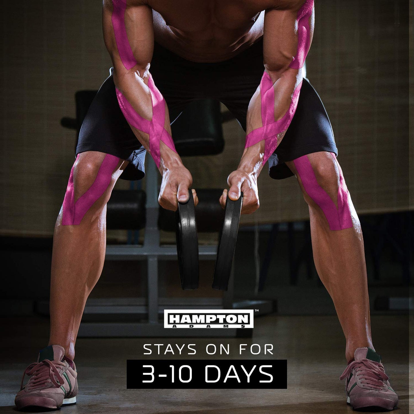Hampton Adams | As Seen on Shark Tank | Elastic Kinesiology Tape (Bulk Roll) | 135ft Uncut | Supports & Protects Muscle Wrist Knee Shoulder Back Plantar Fasciitis | Waterproof Hypoallergenic (Pink)