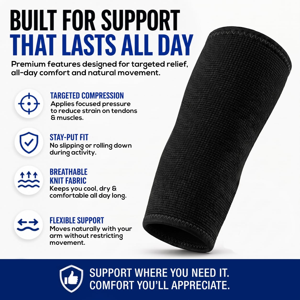 SB SOX Compression Elbow Brace (Pair) – Great Support That Stays in Place – for Tennis Elbow, Tendonitis, Arthritis, Golfers Elbow – Perfect for Weightlifting, Sports, Any Use (Black/Gray, Large)