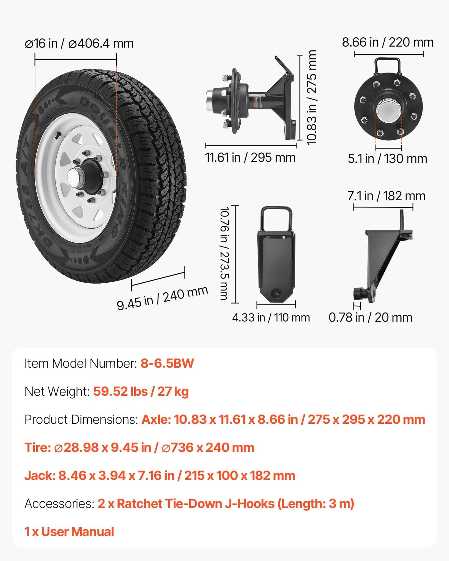 VEVOR Shipping Container Wheels 8-Lug Wheels Kit, Heavy Duty Shipping Container Accessories with Ratchet Tie Down-Moves 20 ft - 40 ft, Secure Transport for Dock, Warehouse, Construction Site, Black