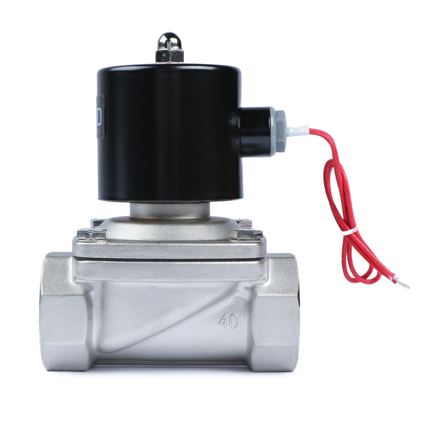 U.S. Solid 1-1/2" Solenoid Valve - 12V DC Stainless Steel Electric Solenoid Valve, Normally Closed, Viton Seal