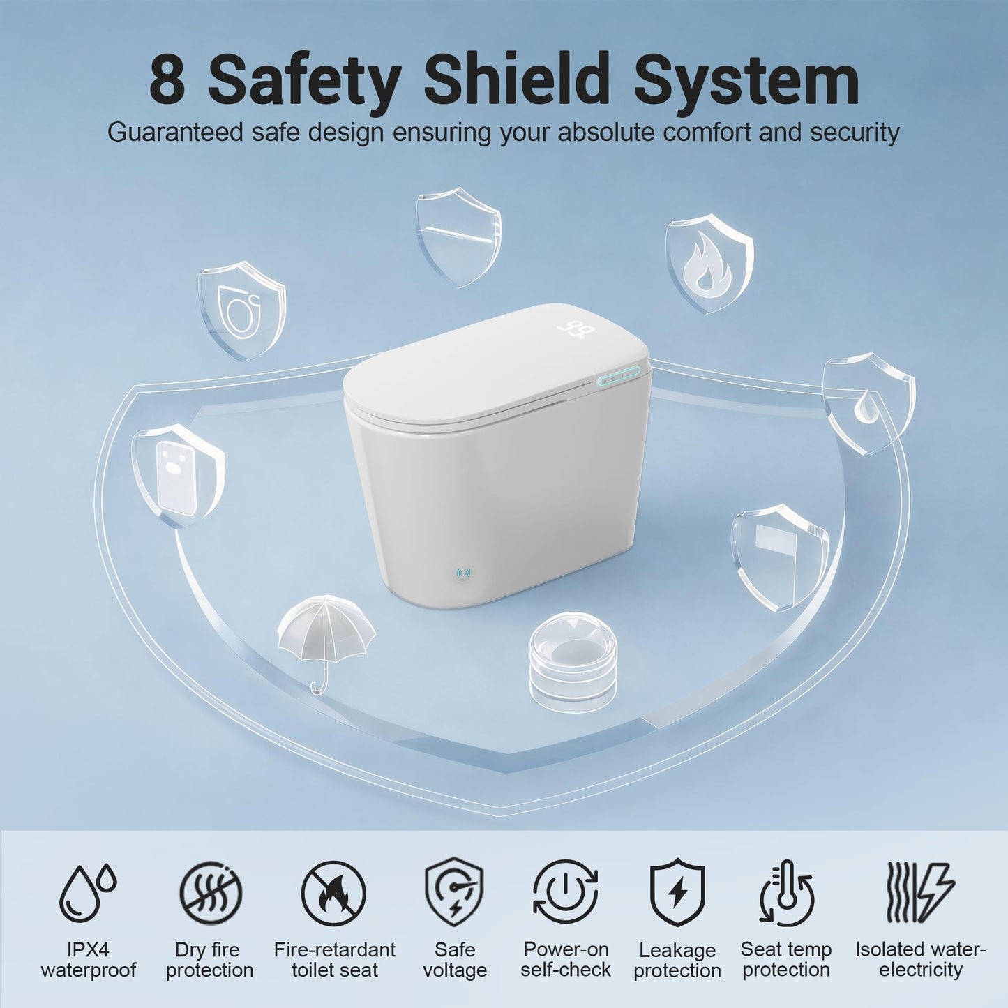 Smart Toilet with Bidet Built in, Modern Tankless Bidet Toilet for Bathroom with Heated Seat, One Piece Toilets with Dryer, Foot Sensor, Auto Lid&Seat/Siphon Dual Flush 0.8/1 GPF, MAP 1000g
