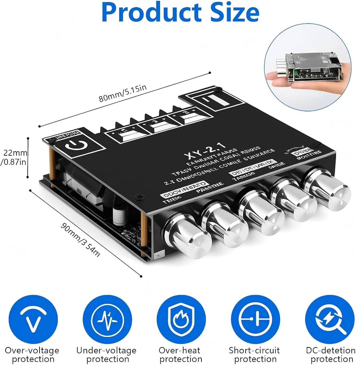 Romicta 2.1 5.0 200W 12-24V Channel Bluetooth Amplifier Board HiFi Subwoofer Audio AMP with Treble Freq and Bass