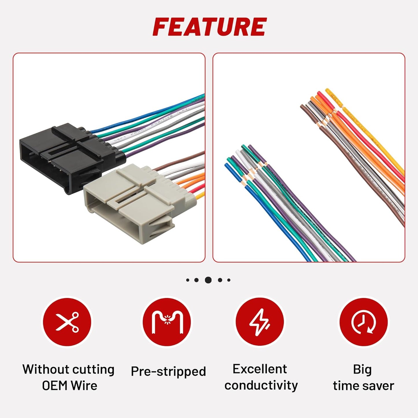 1997-2001, 1999 300m 1999-2001, 1995-2001 RED WOLF Car Radio Wire Harness Replacement for Jeep Cherokee Chrysler Dodge