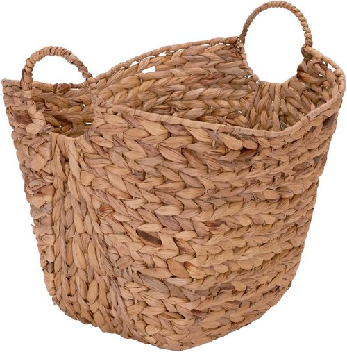 Household Essentials ML-4002 Tall Wicker Basket - Water Hyacinth with Handles | Natural Brown