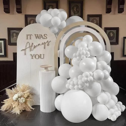 FOTIOMRG 120pcs White Latex Balloons - 5 Inch Helium Quality for Parties & Celebrations