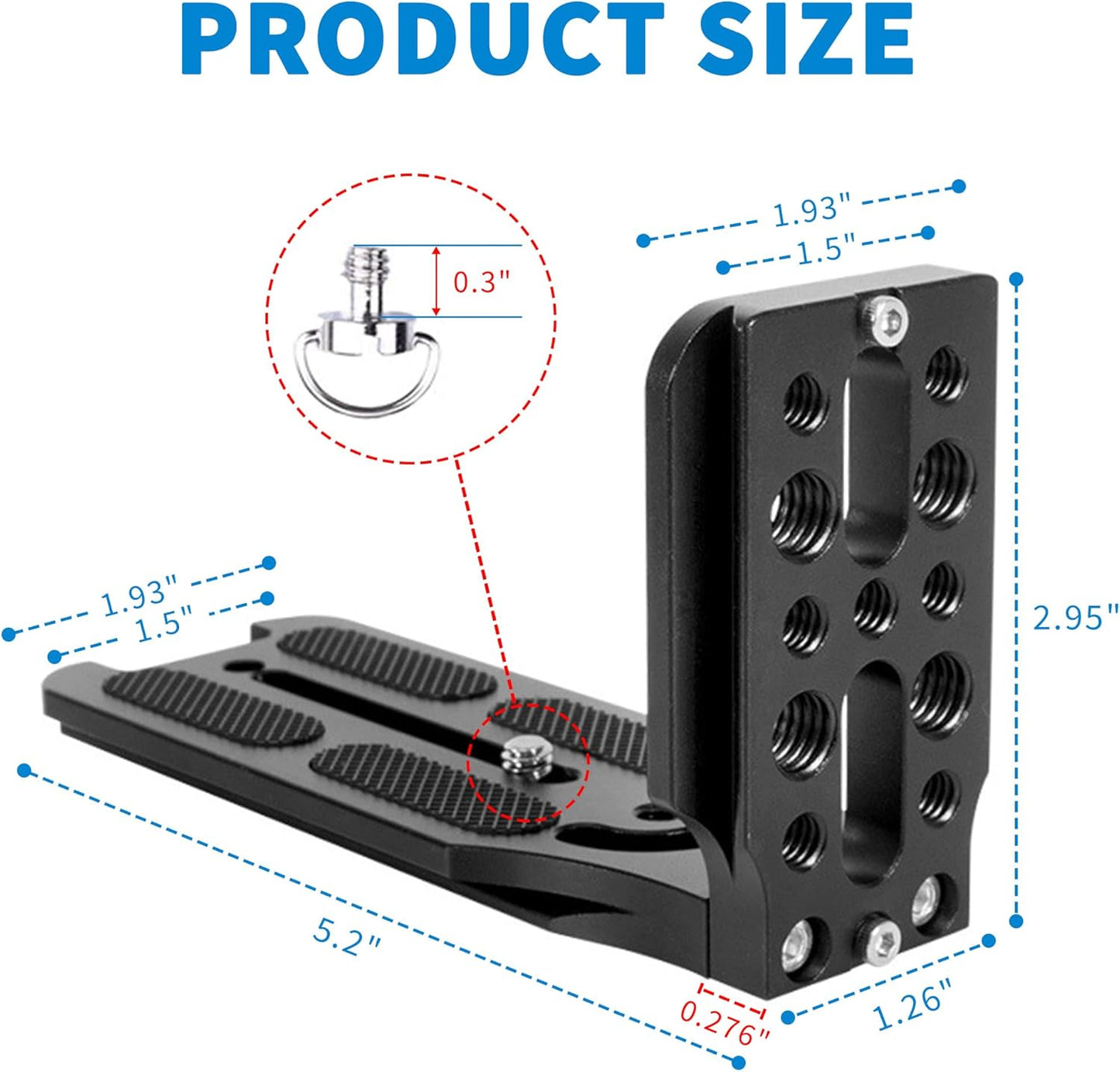Bestoct 1/4" 3/8" DSLR Camera L Bracket with & Screw Hole, Vertical Horizontal Switching Tripod Mount Quick Release
