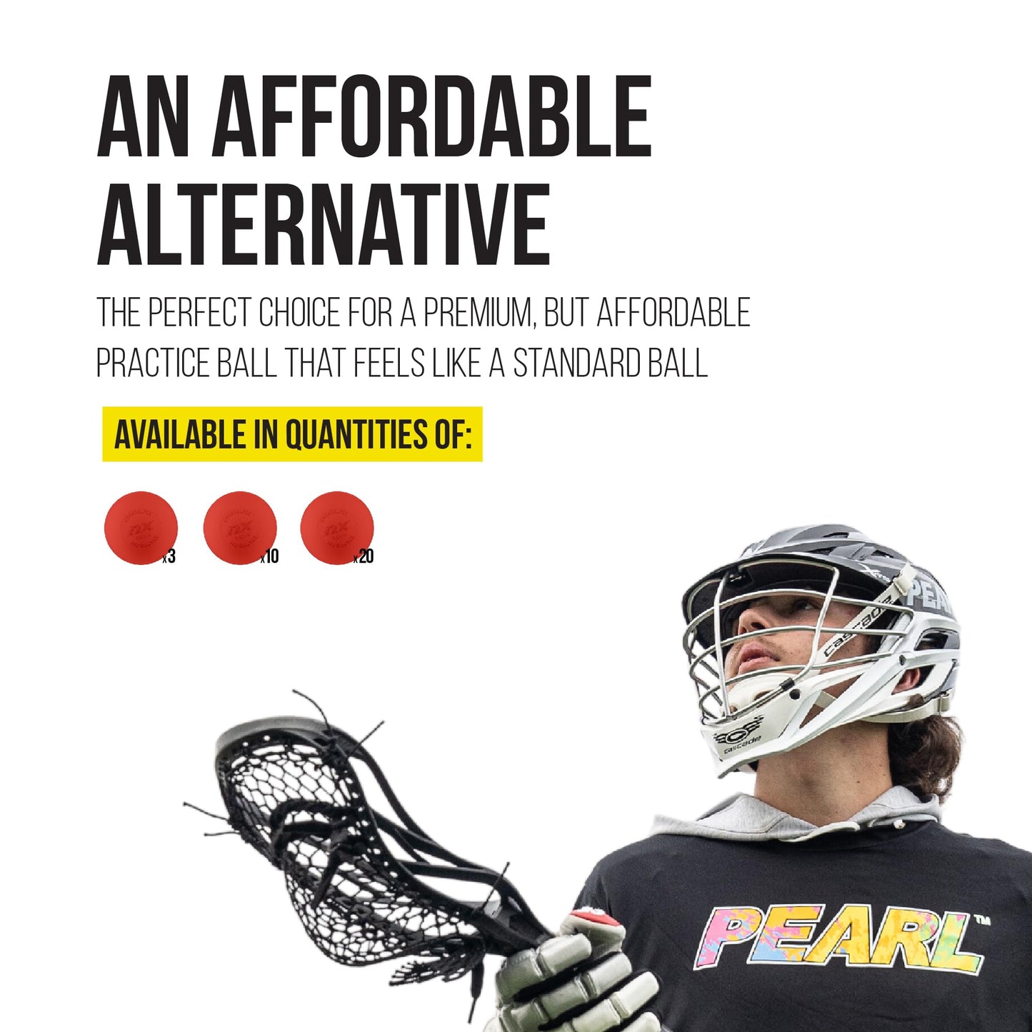 PEARL NX Greaseless Lacrosse Balls by Guardian Innovations (20 Pack) - Long Lasting, No-Bounce Balls Perfect for Indoor Play and Practice - Red