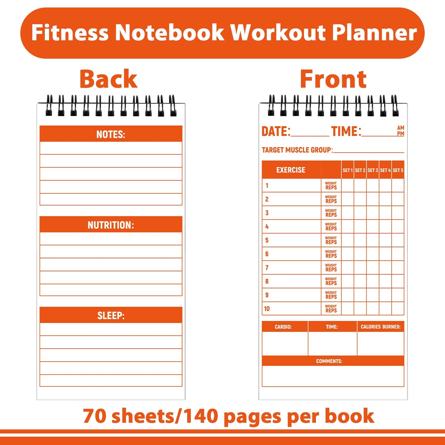 gisgfim 3 Pcs Fitness Journal for Men Women Workout Lifting Log Book Planner 4x8 Inch 70 Sheet/Pad Workout Notebook to Track Weight Loss Exercise Training Notebook Planner for Bodybuilding Gym