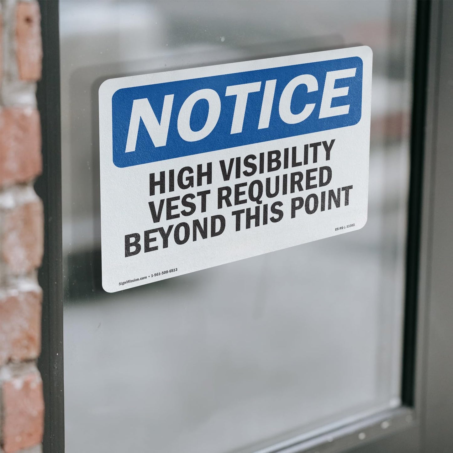 High Visibility Vests Required Beyond This Point OSHA Notice Vinyl Decal Label 18 Inch x 12 Inch - 10 Pack