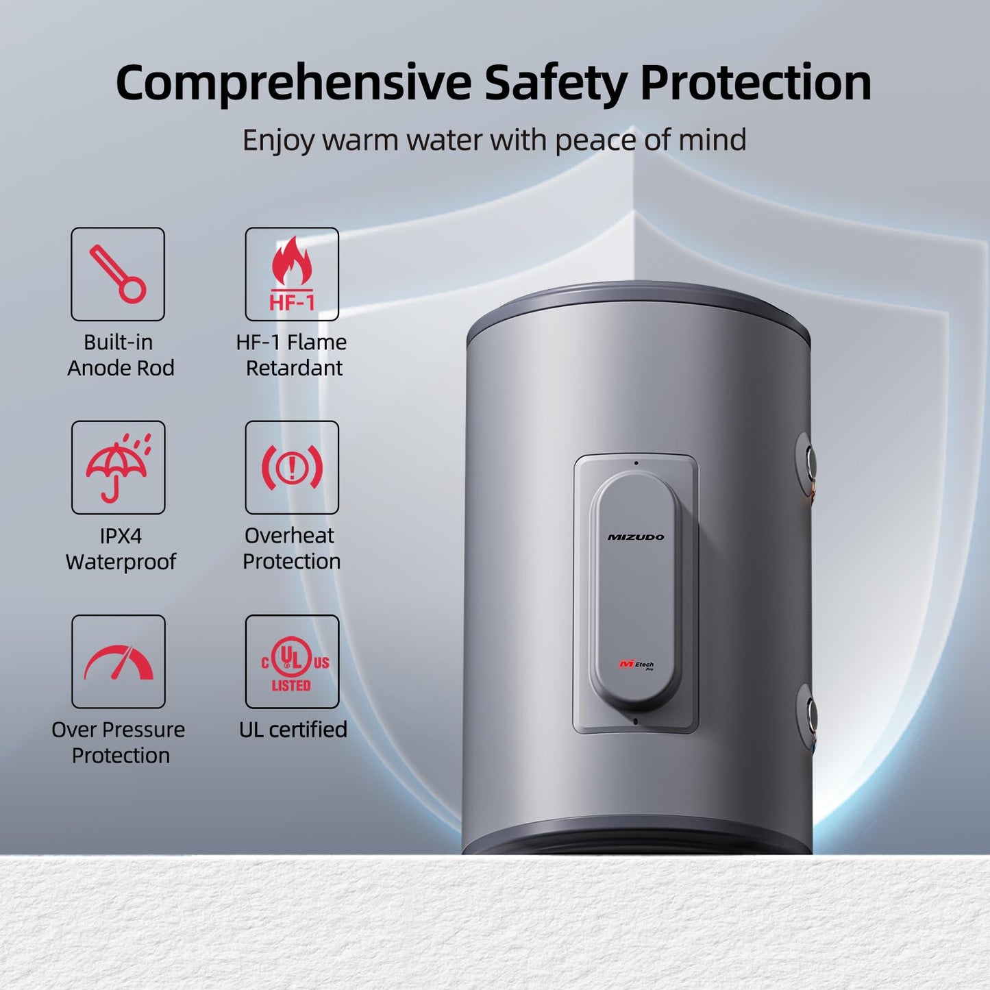 MIZUDO Electric Hot Water Heater Tank 10 Gallon with Small Hot Water Heater 1.5 Gallon