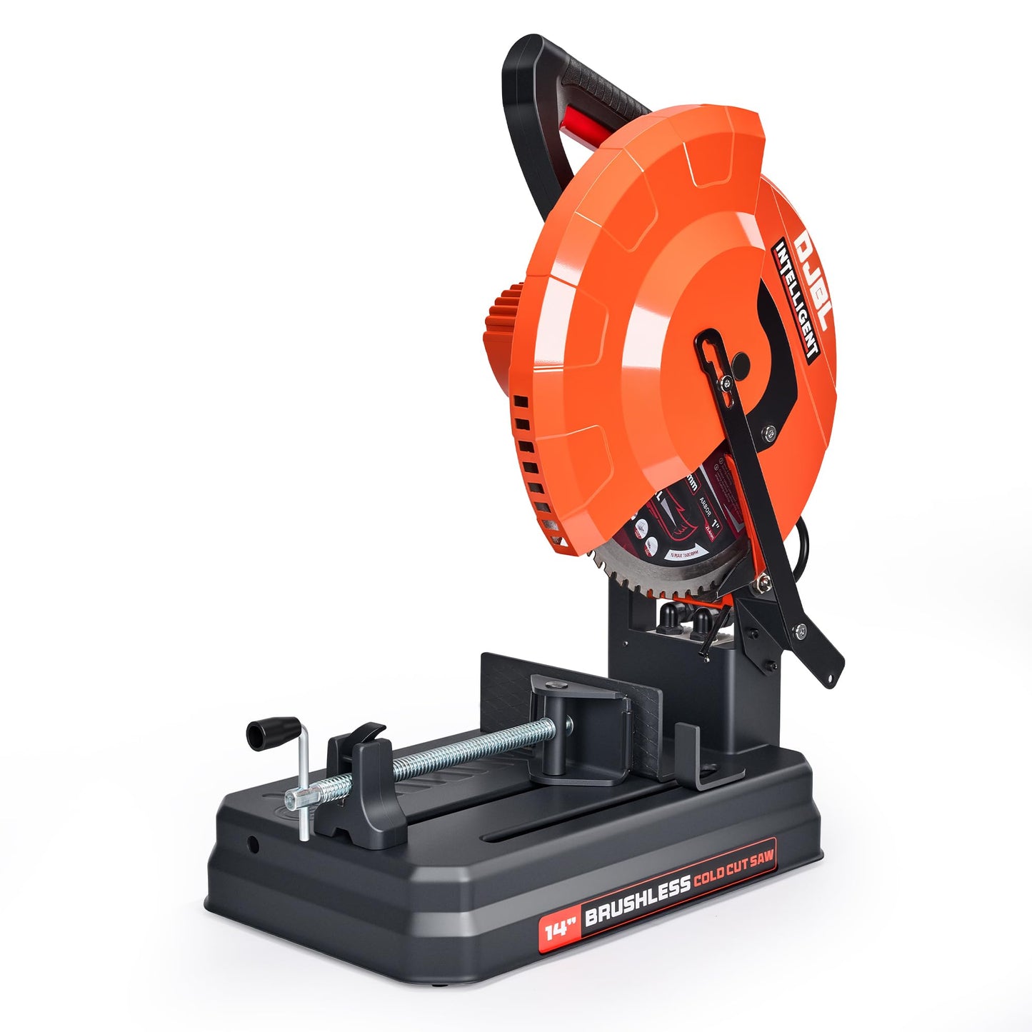 DJBL 14" 3500w Brushless Cold Cut Saw,Dry Cut Saw Cutting Speeds Changeable,Brushless Motor Metal Cut Chop Saw with 66 Teeth Ferrous Metal Cutting Blade,45 Degree Adjustable
