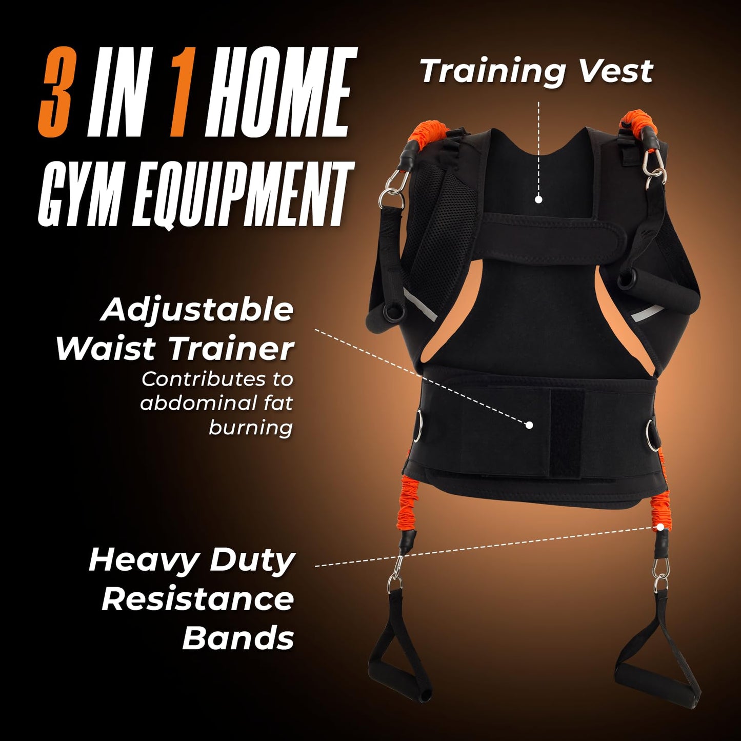 RWX 3-in-1 Multifunctional Vest - Muscle Strength and Posture Correction - Upper Body Fitness Equipment, Waist Trainer