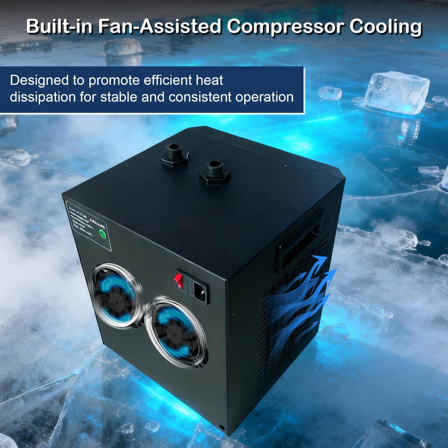 KIPPDURO Aquarium Chiller 79 GAL 1/3 HP, Quiet Fish Tank Water Chiller with LED Touch Screen, Fast Cooling Compressor, Temperature Control for Aquarium, Coral Reef, Hydroponics, Axolotl (300 L)
