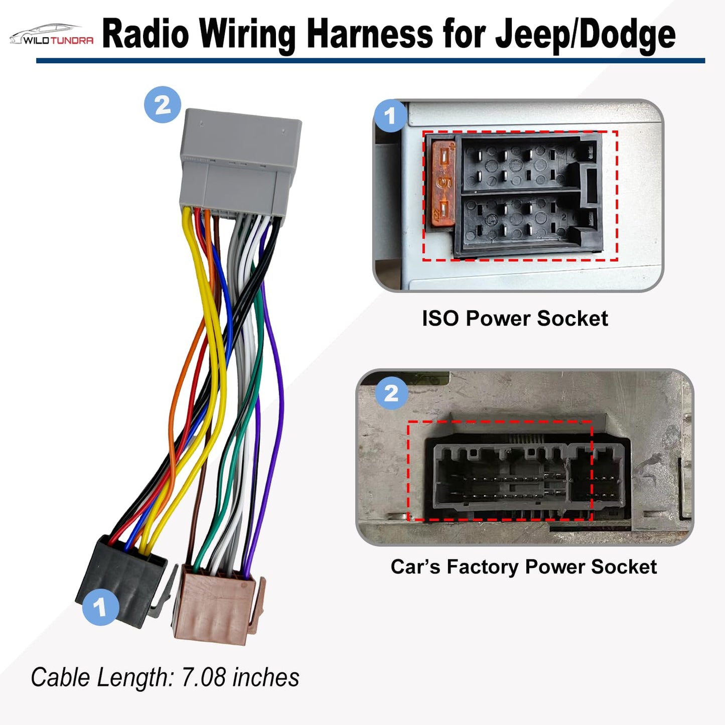 16Pin 2003-2009 2002-2010 2000-2007, 8Pin+8Pin Aftermarket Wiring Harness for Jeep Dodge Chrysler Android Car Stereo