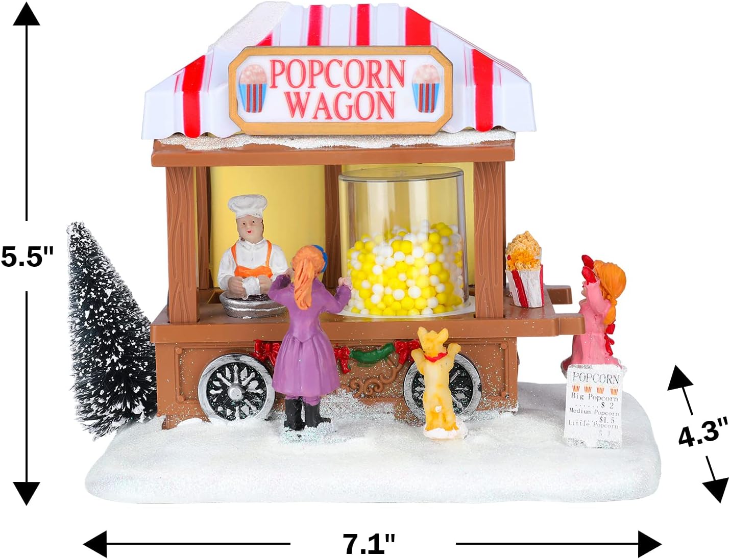 Regine Switzerland Christmas Village Houses - Popcorn House with LED Light & Music | Indoor Xmas Decor
